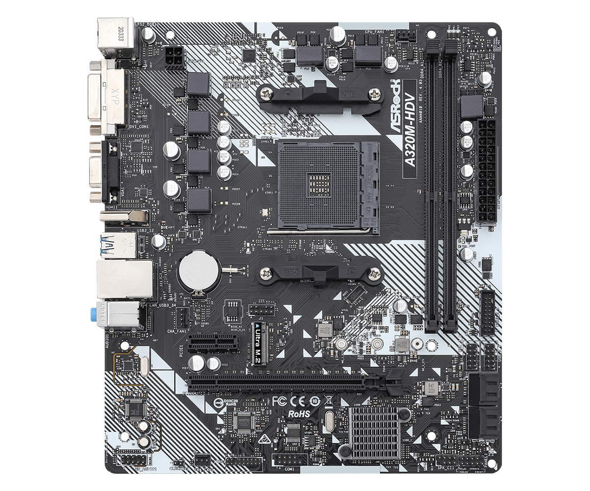 ASRock A320M-HDV AM4 A320 SATA3 Ultra USB HDMI M