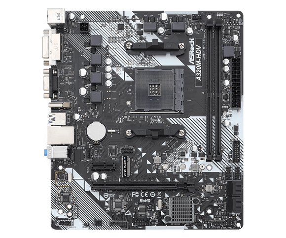 ASRock A320M-HDV AM4 A320 4 SATA3, 1 Ultra M.2 USB 3.1 HDMI M-ATX Motherboard