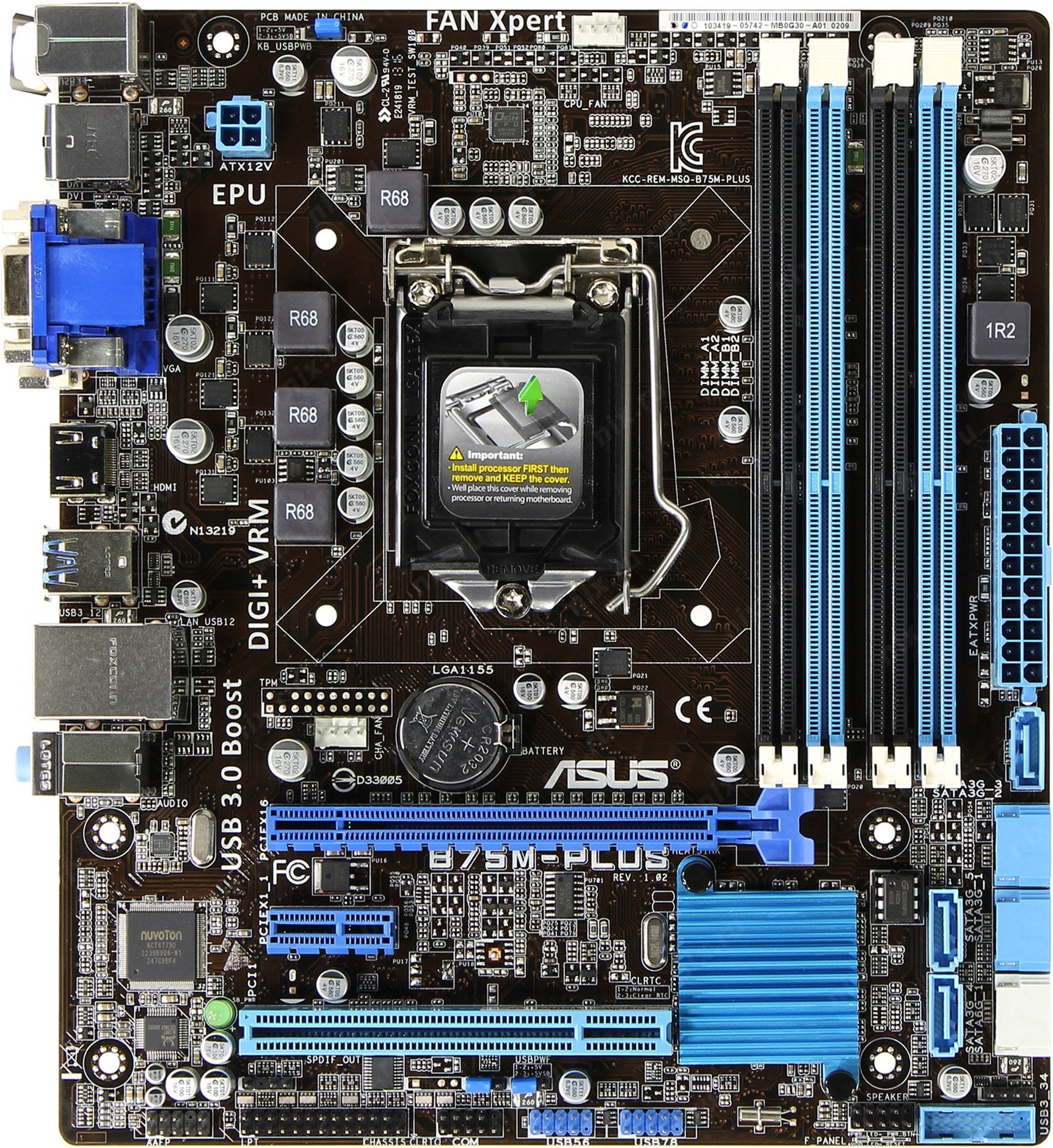 ASUS B75M-PLUS Motherboard 1155 M-ATX USB3.0 DDR3 HDMI 4 memory