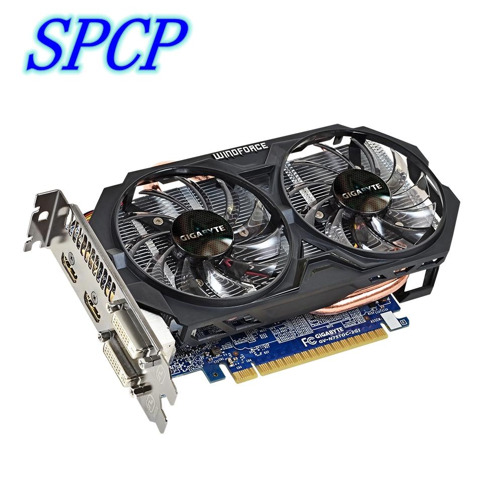 GIGABYTE Nvidia Geforce GTX750TI 2G GV-N75TOC-2GI ddr5 PCI-E hdmi dvi  graphics card